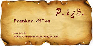Prenker Éva névjegykártya